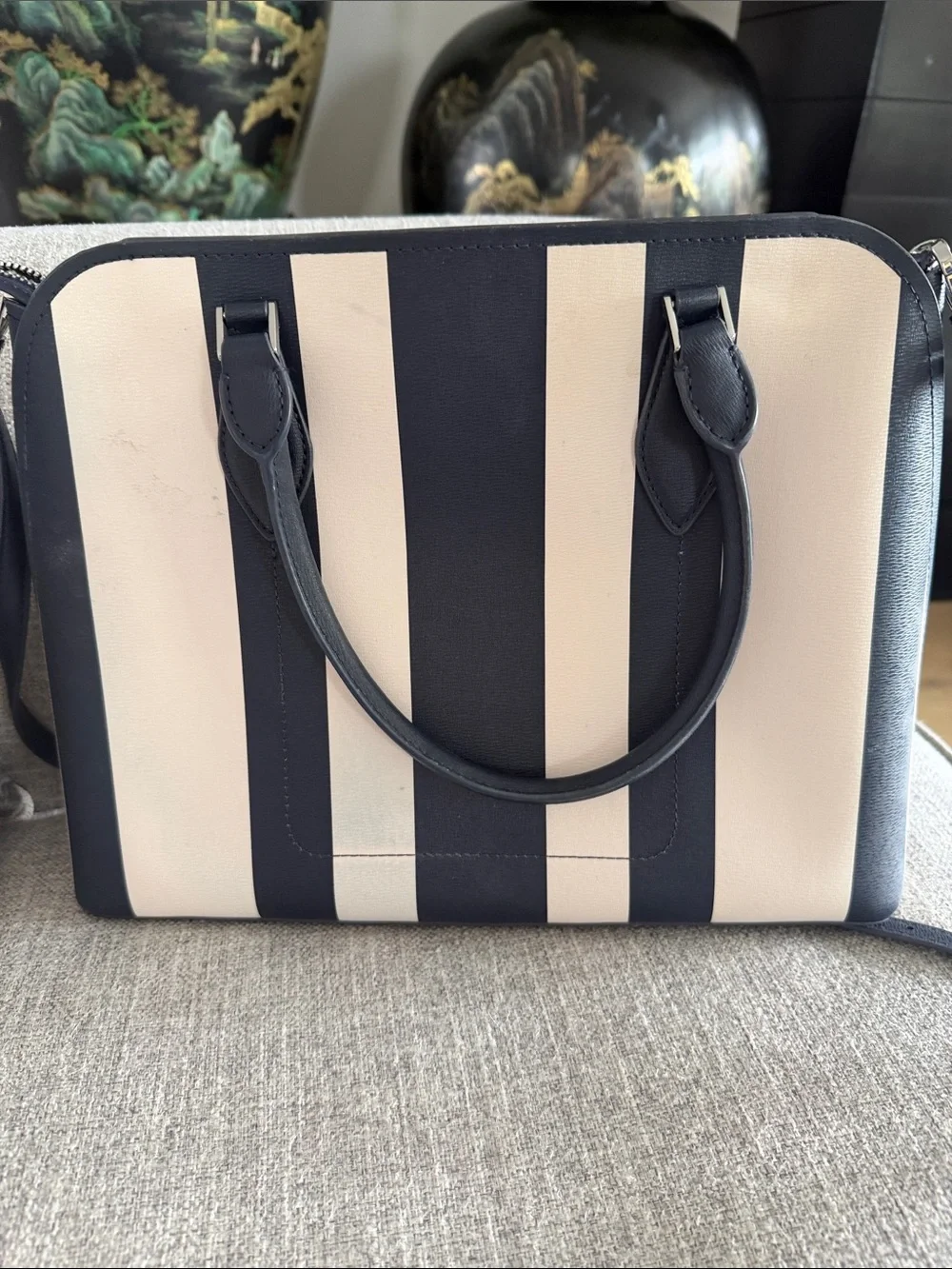 kate spade Striped Navy and White hand bag